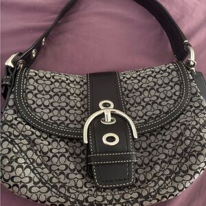 Coach Signature Black and Gray Shoulder Bag